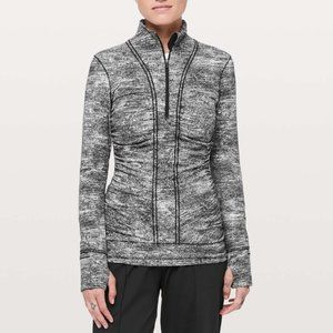LULULEMON Lululemon Cypress Kiss 1/2 Zip Rush Jacquard Black White {D39}